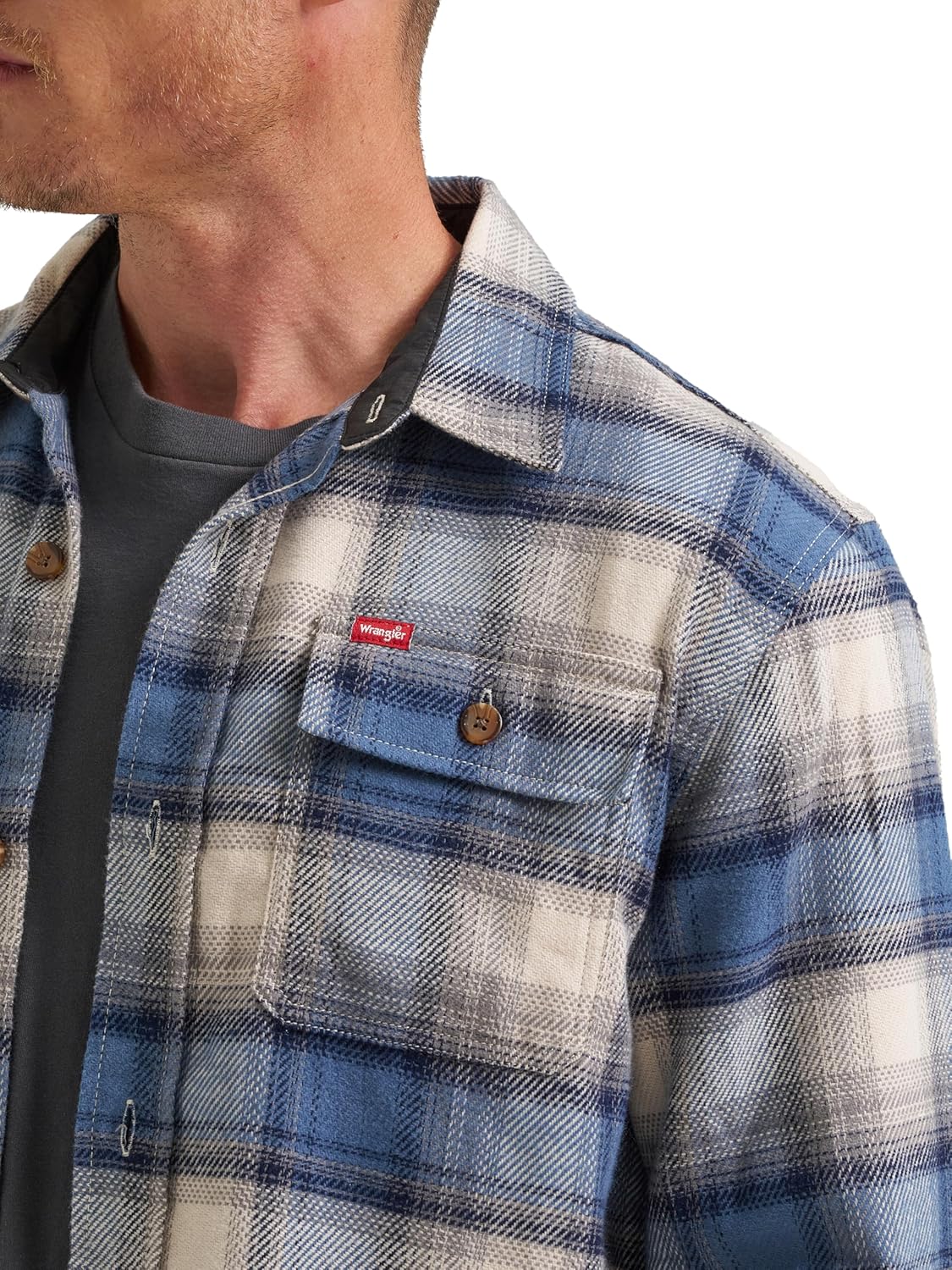 Wrangler Authentics Mens Men's Long Sleeve Flannel Shirt Jacket - Image 3