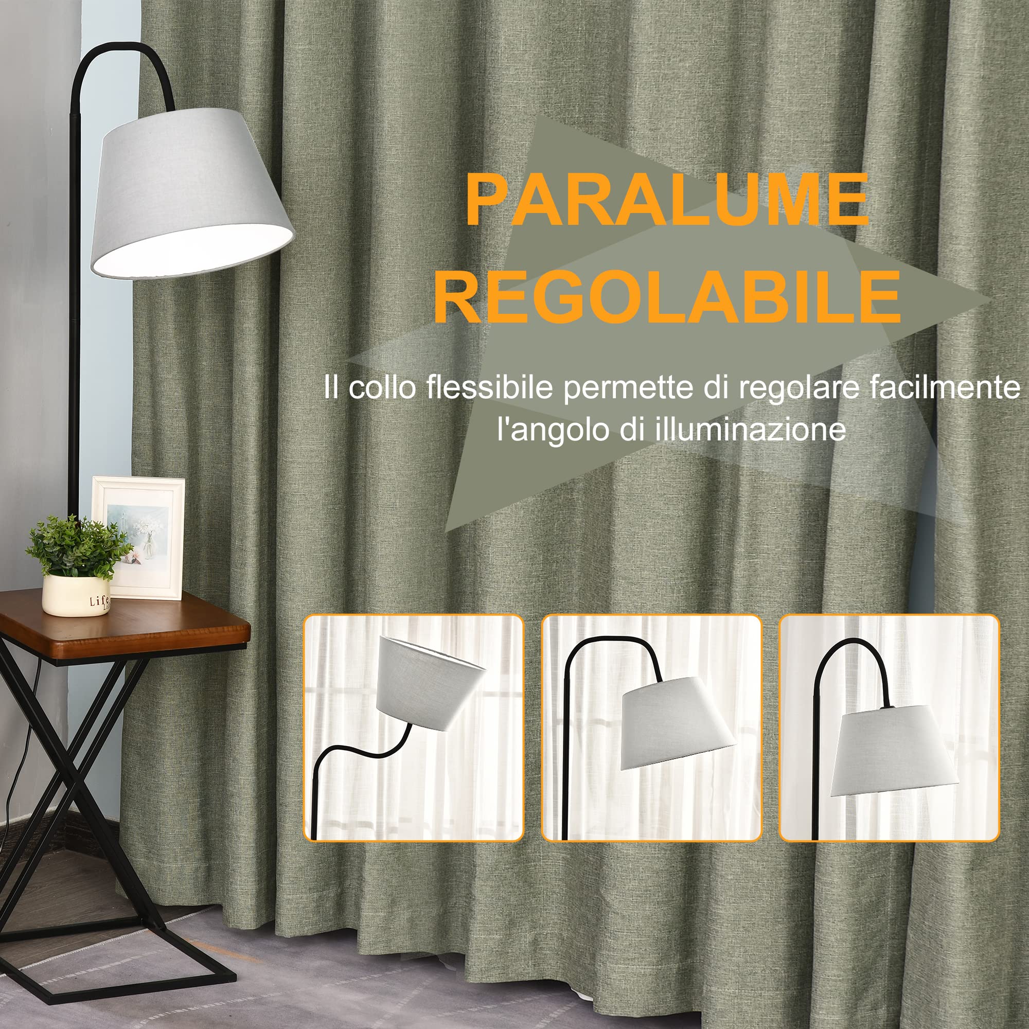HOMCOM Lampada da Terra Moderna con Caricatore Wireless 36x36x165 cm | Testa Flessibile, per Soggiorno, per Camera da Letto, per Ufficio