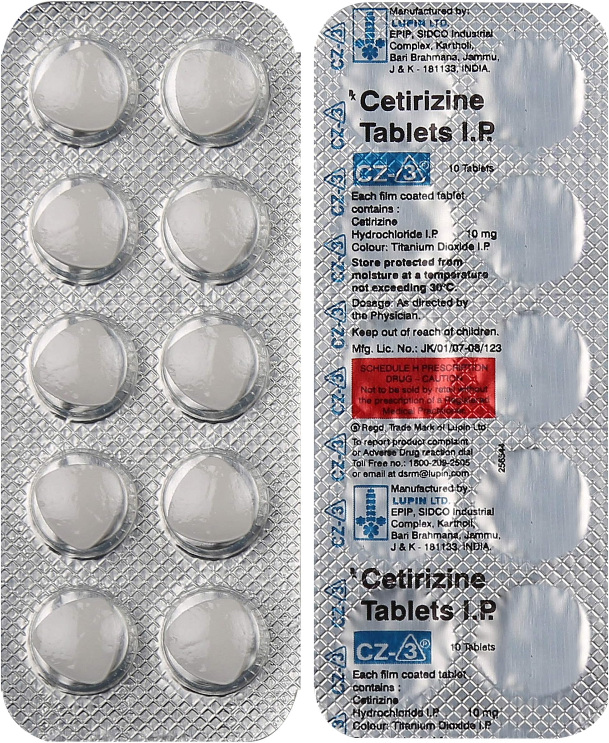 CZ-3 - Strip of 10 Tablets
