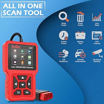 Creator C301 OBD2 Scanner OBDII Code Reader Diagnostic Scan Tool with Battery Test for All OBD-II Protocol Cars Since 1996 Check Engine Light