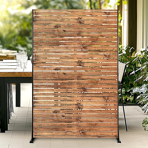 Metal Privacy Screen, 72" H×47" W Outdoor Privacy Screen, Freestanding
