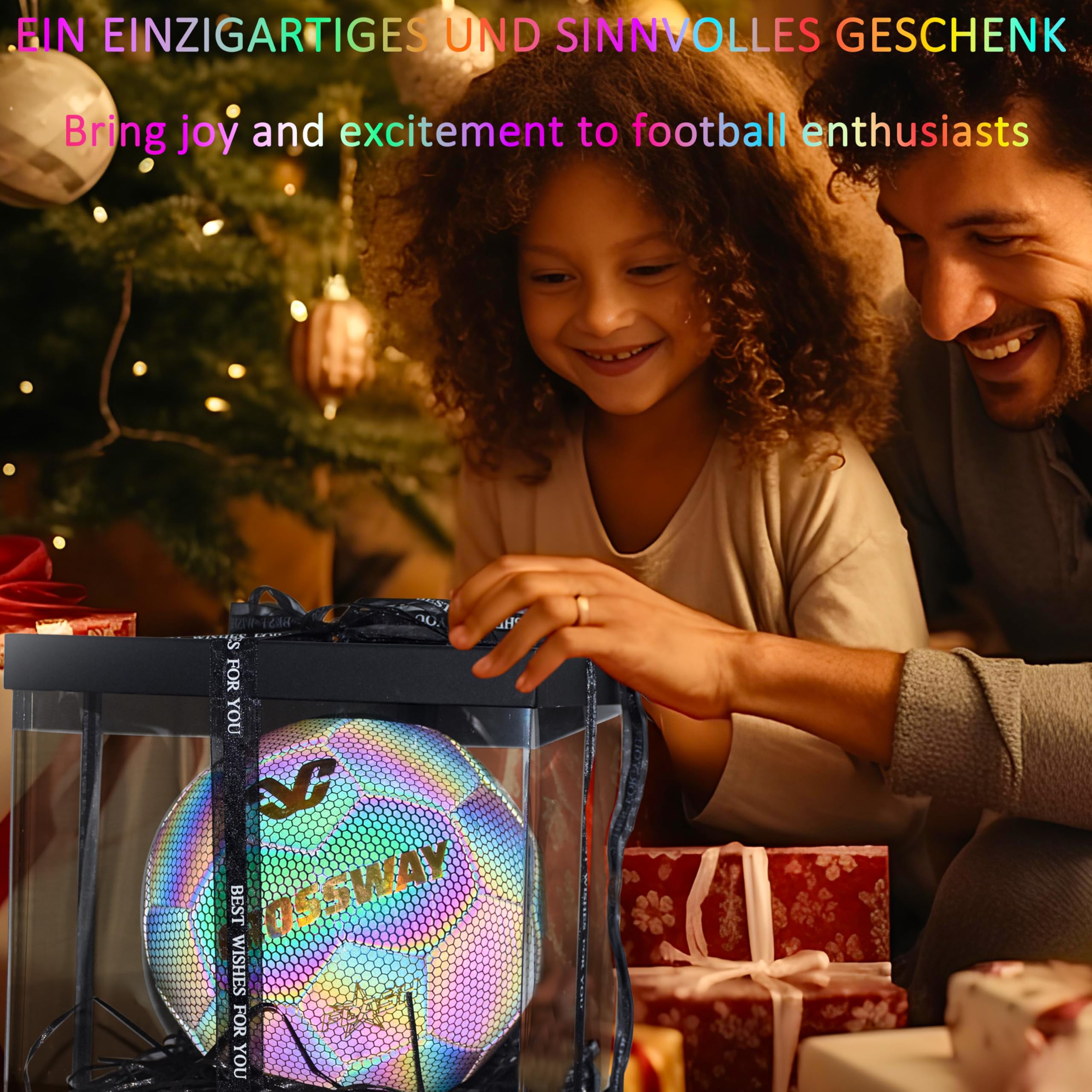 CROSSWAY Calcio Riflettente Olografico - Adatto per Giochi Notturni e Allenamento Regalo Giocattolo con Riflessioni di luce Flash Adatto per Ragazzi Bambini e Uomini (taglia 5)