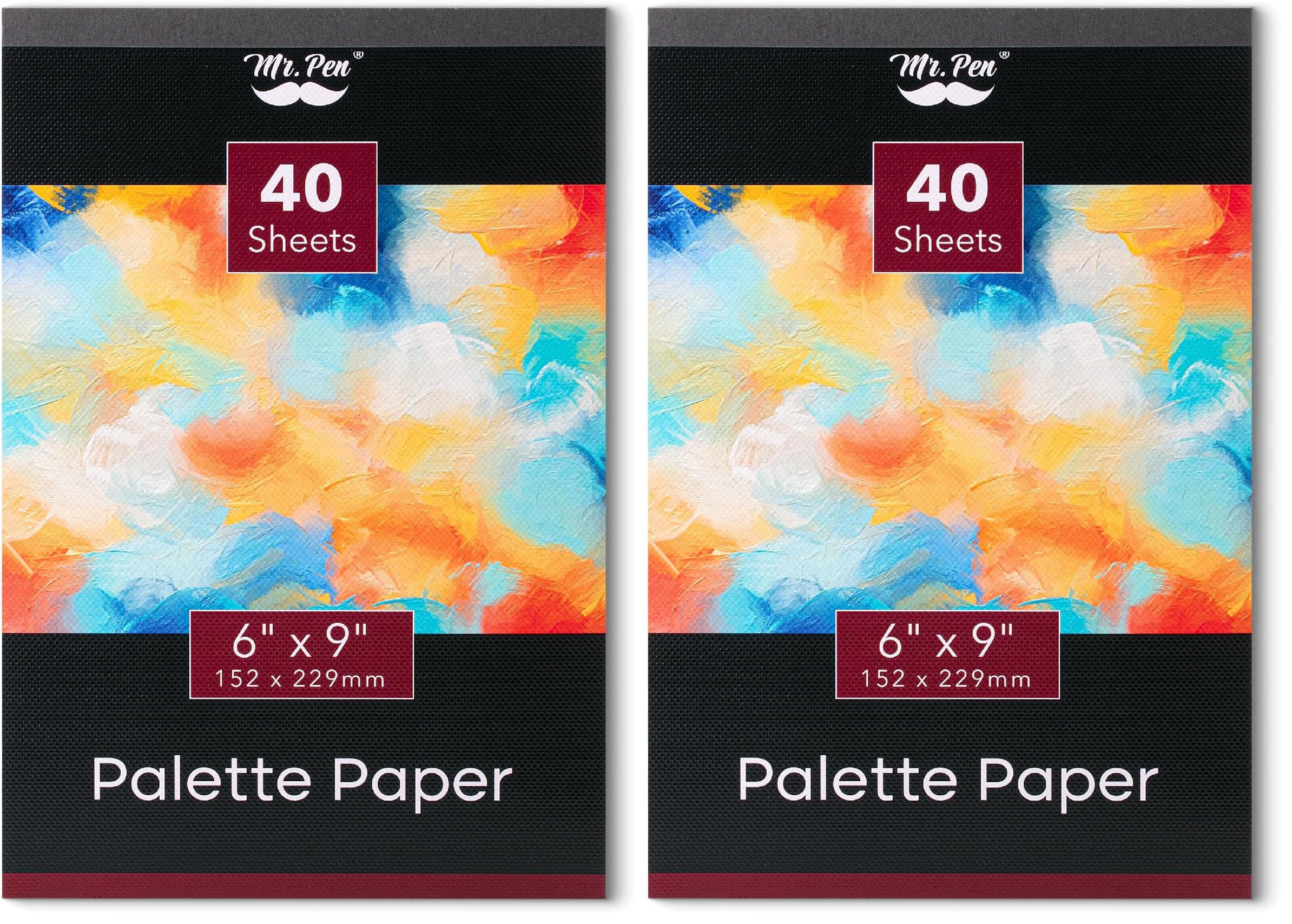 Mr. Pen- Disposable Paint Palette Paper Paint Pad, 6" x 9", 40 Sheets (Pack of 2)