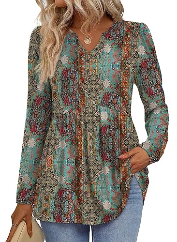 WIHOLL Womens Tops Long Sleeve Fall Shirts Babydoll Peplum Tops