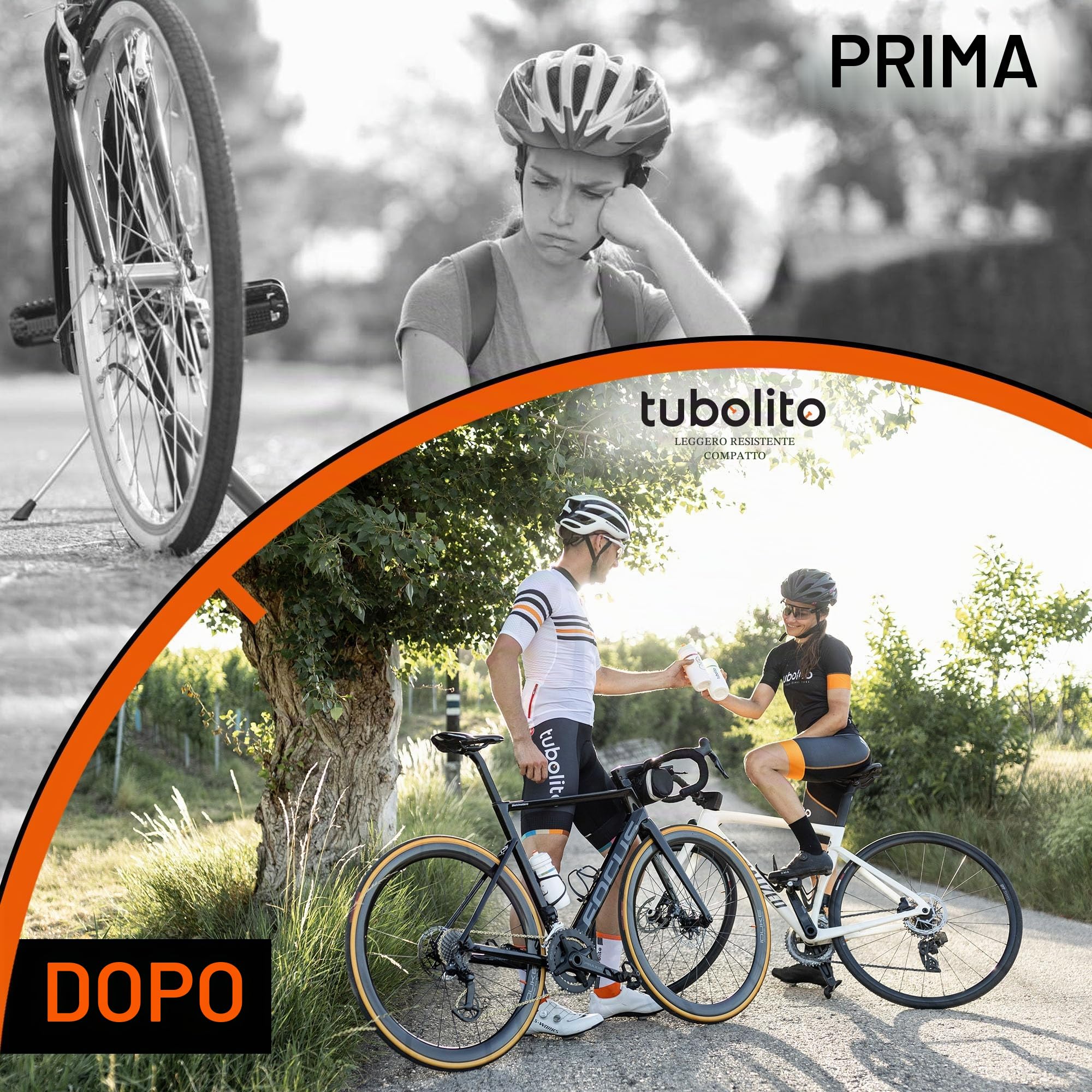 Tubolito Road 700C x 18-32 mm, leggero, resistente e compatto, compatibilità con cerchioni e freni a disco, 2 protezioni antiforatura