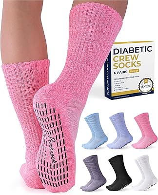 Diabetic Socks with Grips for Women & Men | Non Binding Edema, Neuropathy Socks | 6-pairs