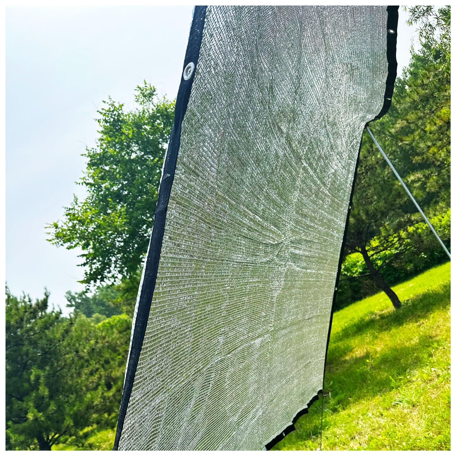 Copertura parasole per auto – 85% resistente ai raggi UV in rete argentata per cucce per animali domestici con occhielli di protezione disponibile in misure 1 m, 2 m, 4 m