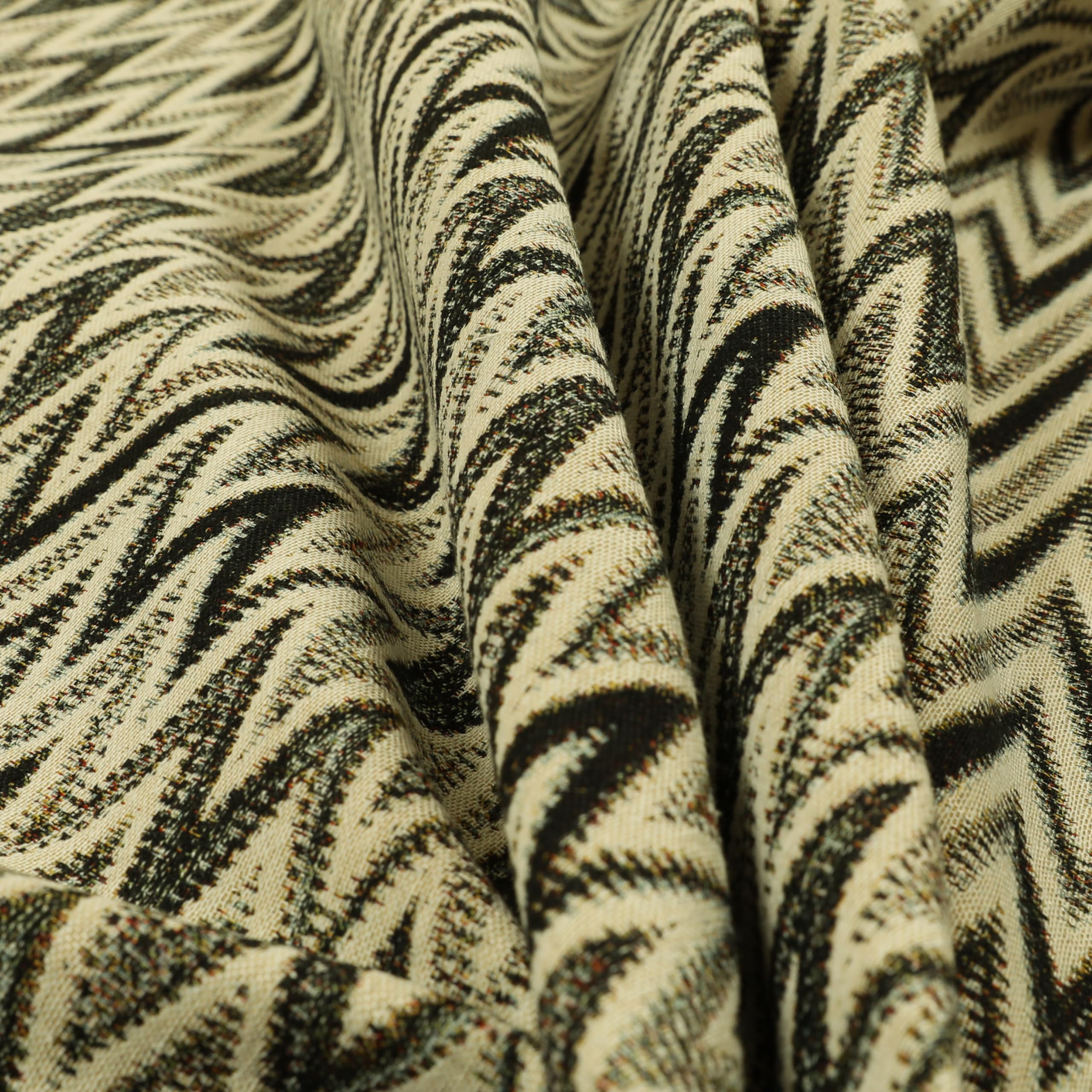 Redbrick Mill Fabrics Flame Retardant Striped Chevron Modern Pattern Black Chenille Quality Jacquard Upholstery Fabric (Per Metre) — image 1