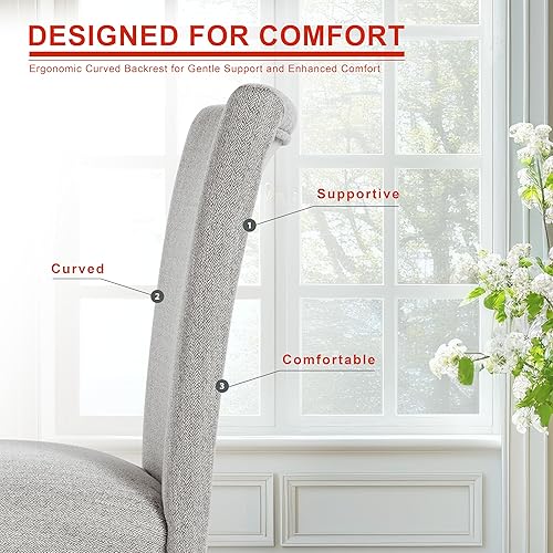 Miniatura 5 de HomePop Parsons - Silla clásica tapizada para comedor Gris ceniza,Azul Demask,Marrón Boucle (paquete individual),Marrón (Brown Damask),Marrón (Brown