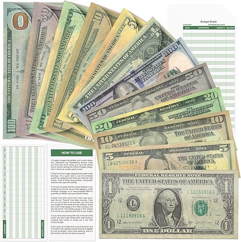 Sobres de efectivo para sistema de presupuesto sobres de dinero para presupuestos y ahorros, resistentes al desgarro y al agua, incluye 12 hojas de