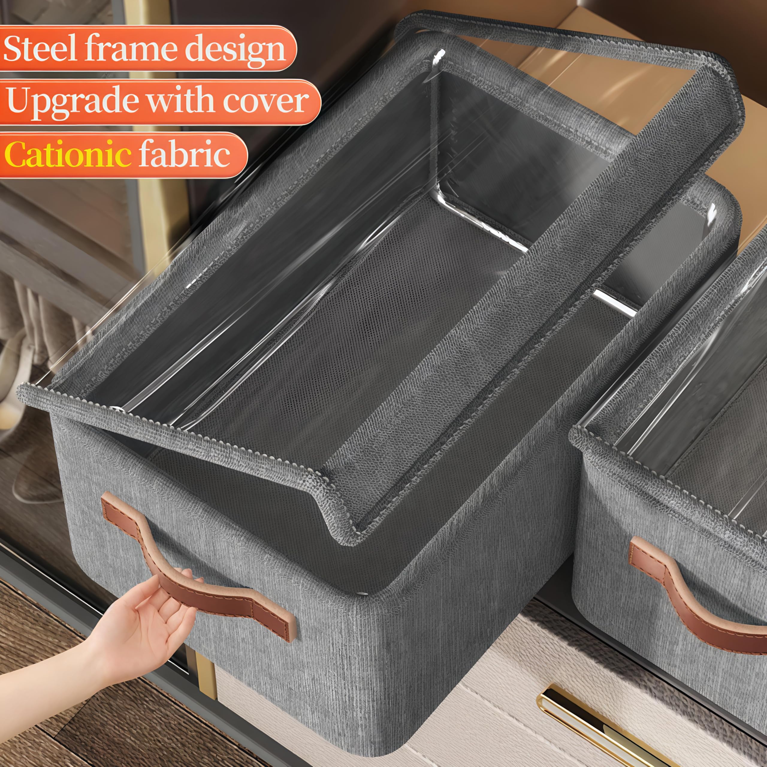 Lazer Foldable Storage Bins for Clothes & Accessories, Pack of 2 1