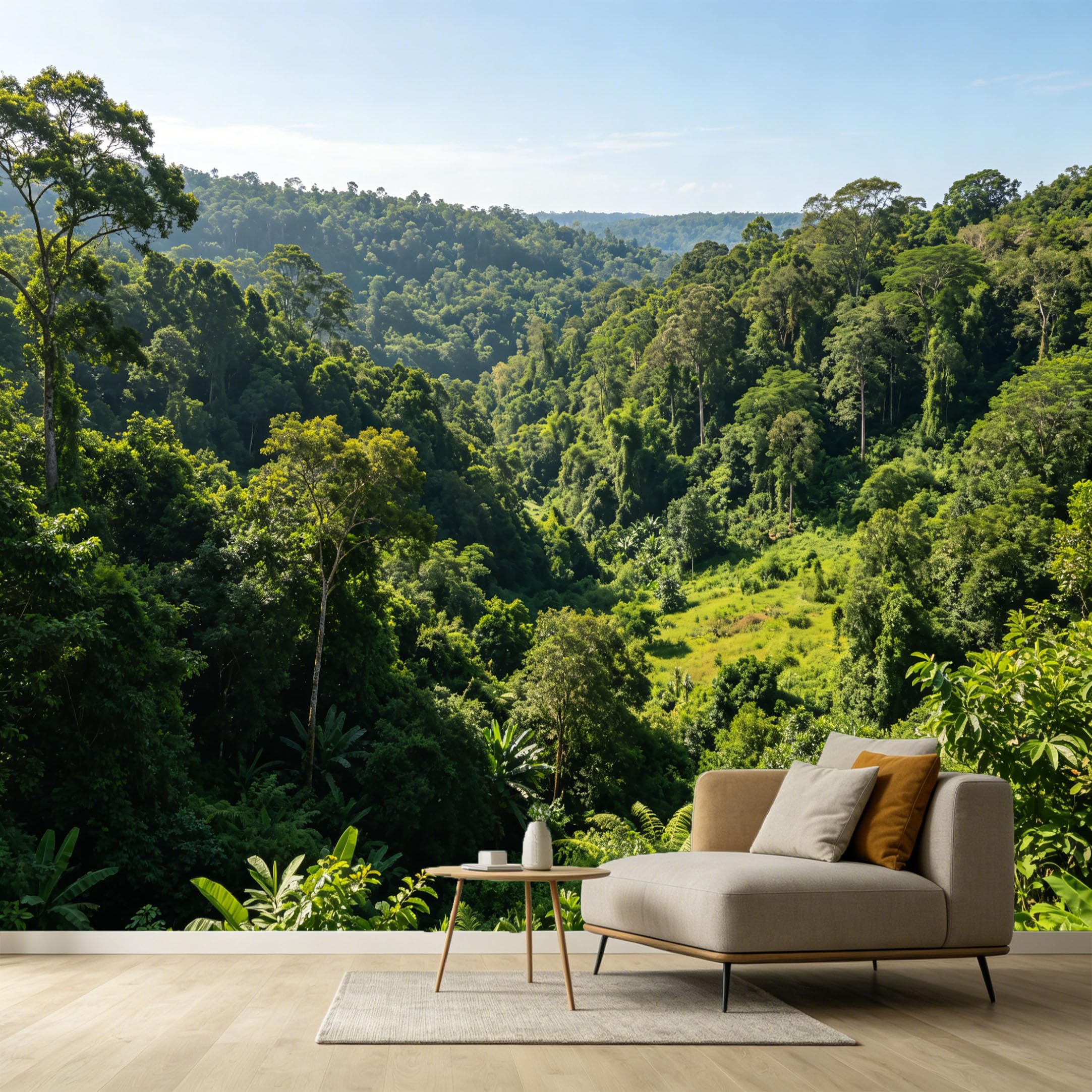 Custom Size Wall Murals Tropical Rainforest Landscape Oil Painting Dense Canopy Lush Foliage SelfAdhesive Wall Fabric Removable Large Wallpaper for Photo Living Room