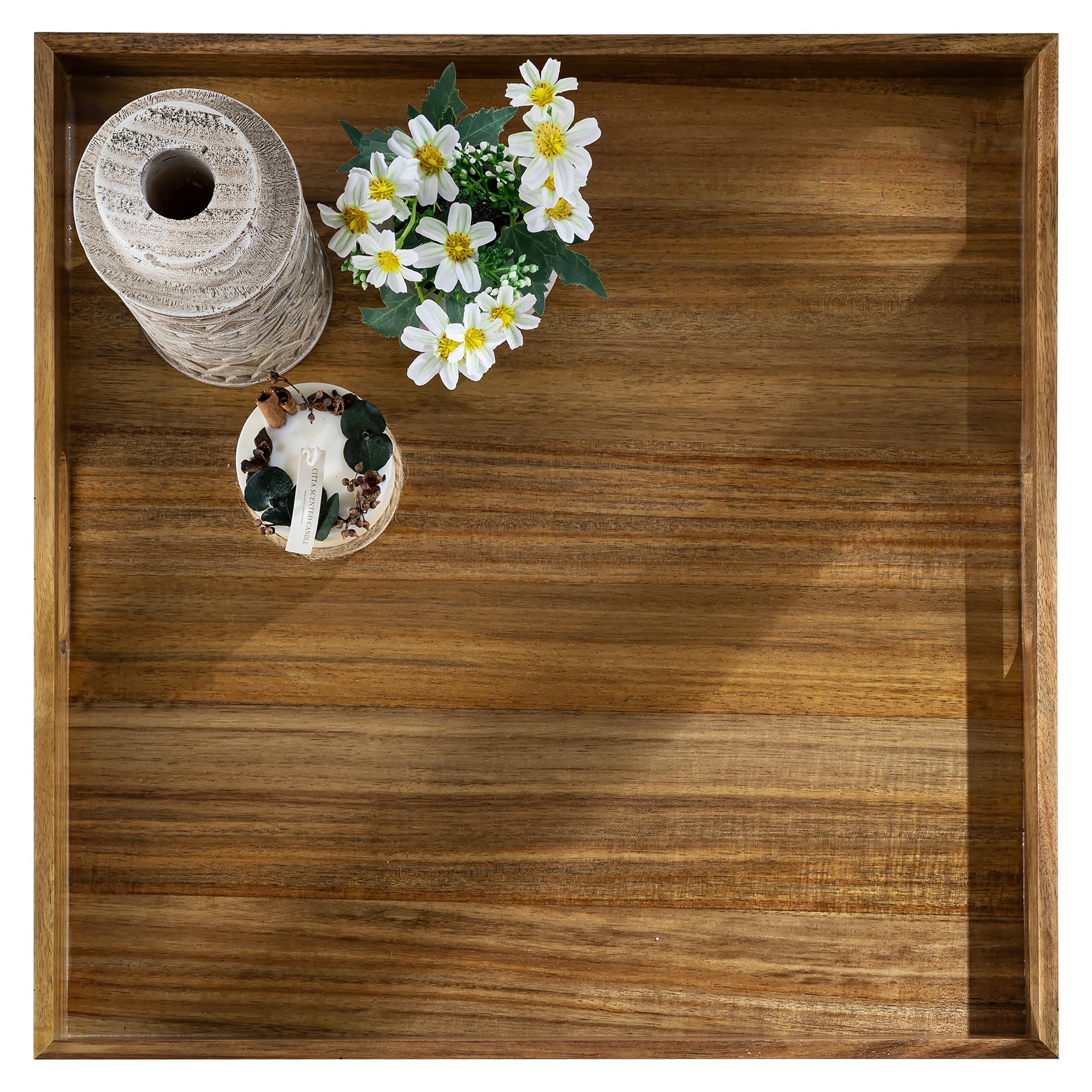 Grand Plateau De Service Vintage - Manover - Motif Fleurs - Fibre De Verre - Bon état