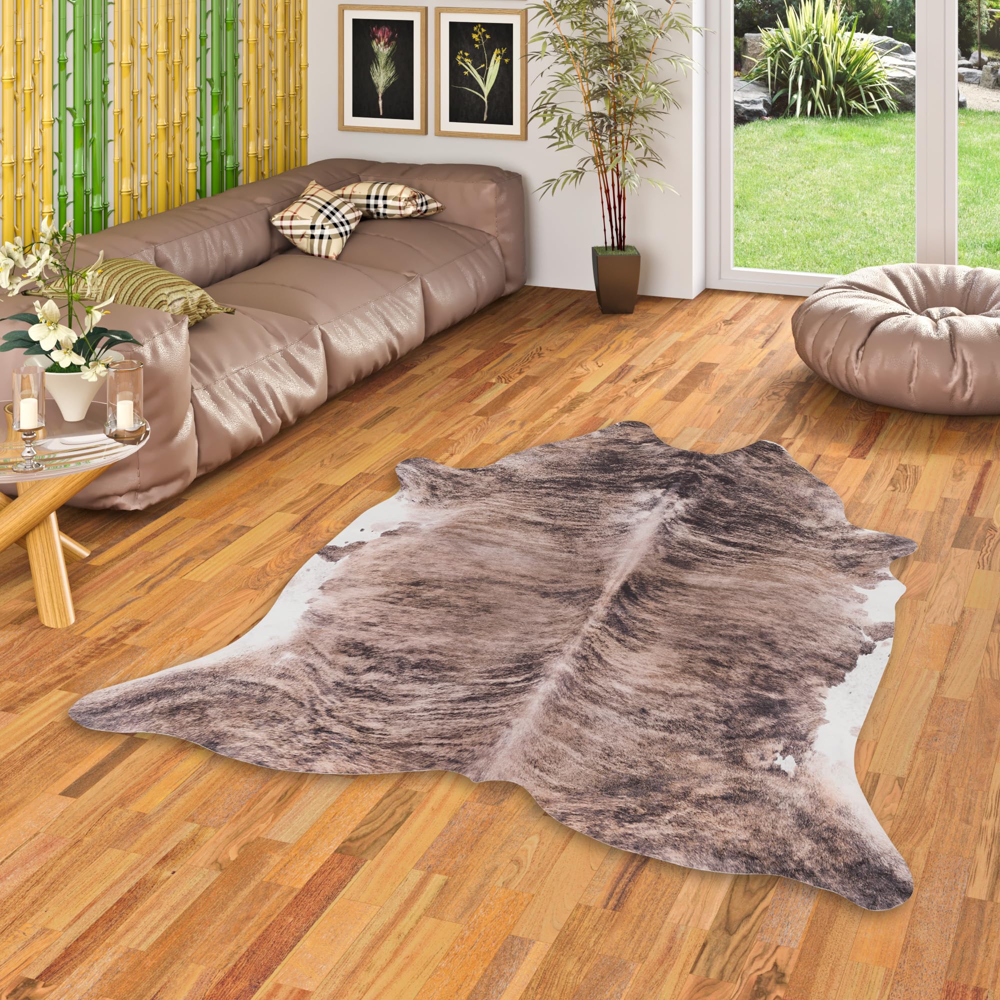 Peau de Vache - Tapis en Fibres synthétiques - Marron Beige - 3 Tailles