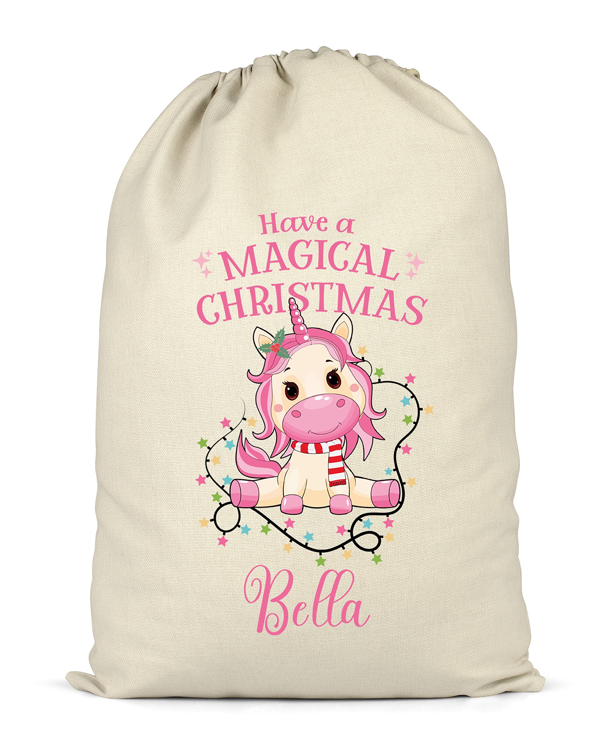 Shopagift Personalised Christmas Sack Magical Unicorn Xmas Gift Bag for Presents X-Large 70cm x 50cm