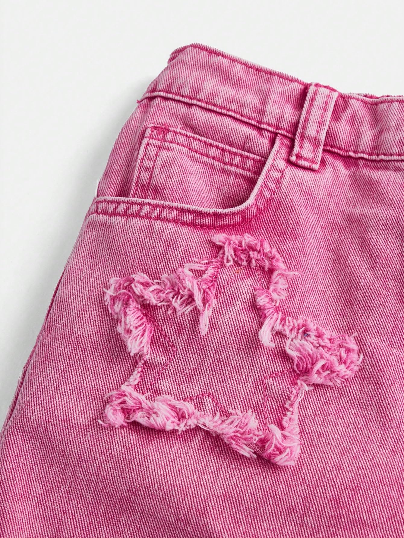Floerns Mädchen Jeans mit elastischem Bund, gerades Bein, gerades Bein, Used-Look