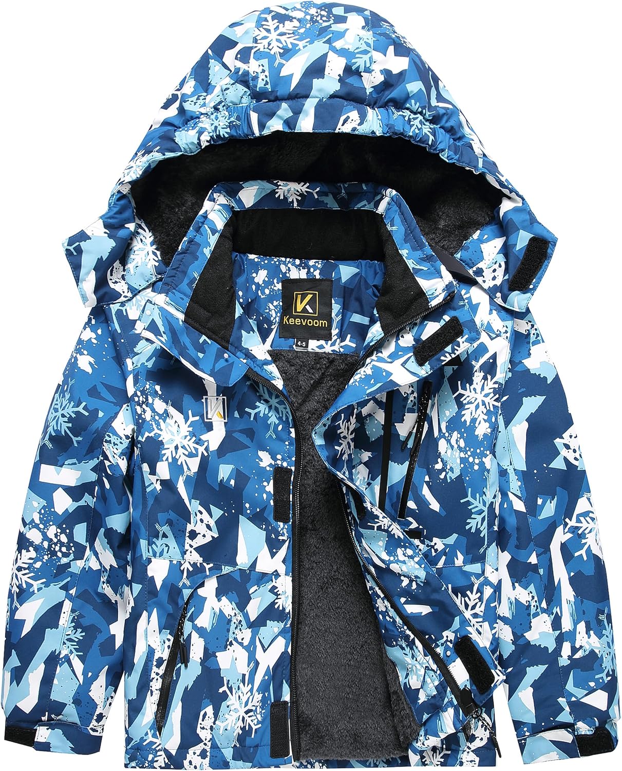 Keevoom Boys Winter Coat Ski Jacket Windproof Kids Snowboard Warm Fleece Snow Coat Waterproof Outdoor Hooded Ski Coats