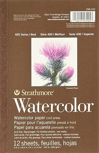 Strathmore 298-103 400 Series - Almohadilla de acuarela 55 x 85 pulgadas 12 hojas color blanco