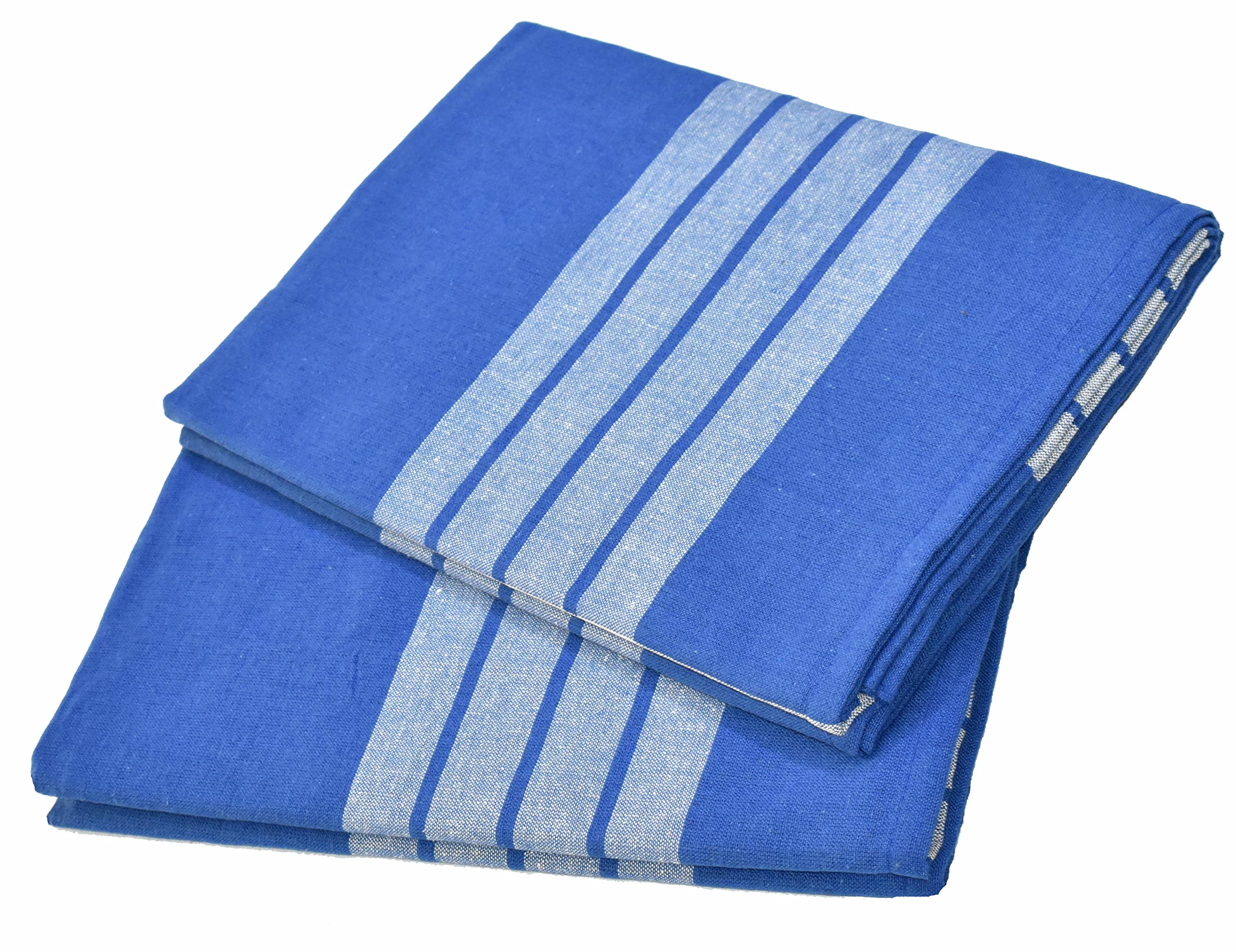 TUNI MANI Cotton Bedsheet for Home / Hospitals / Hotels (Pack of 2) (50" x 90" inches / 4.1' x 7.5' Feet, Blue)