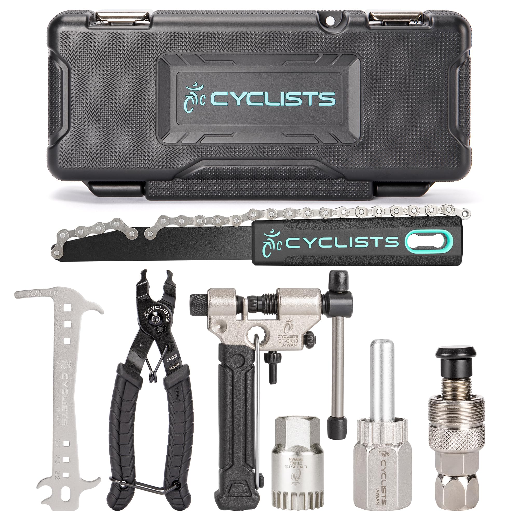 cyclists Fahrrad Reparaturset, Tragbarer Werkzeugkoffer Werkzeug Set für Reifen Kette Montage Reparaturen Bike Tool mit Tragekoffer