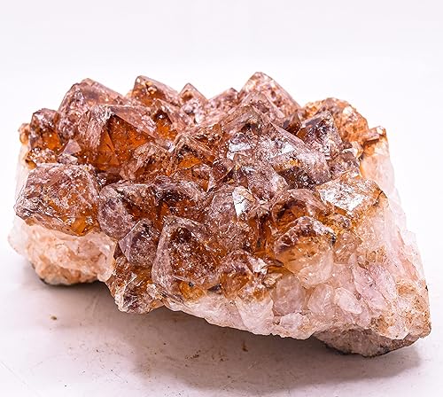 4.2 pulgadas, 1.5 libras, naranja, caramelo, citrino, racimo de drusas, cristal de cuarzo natural, geoda, gema mineral brillante, Brasil + un