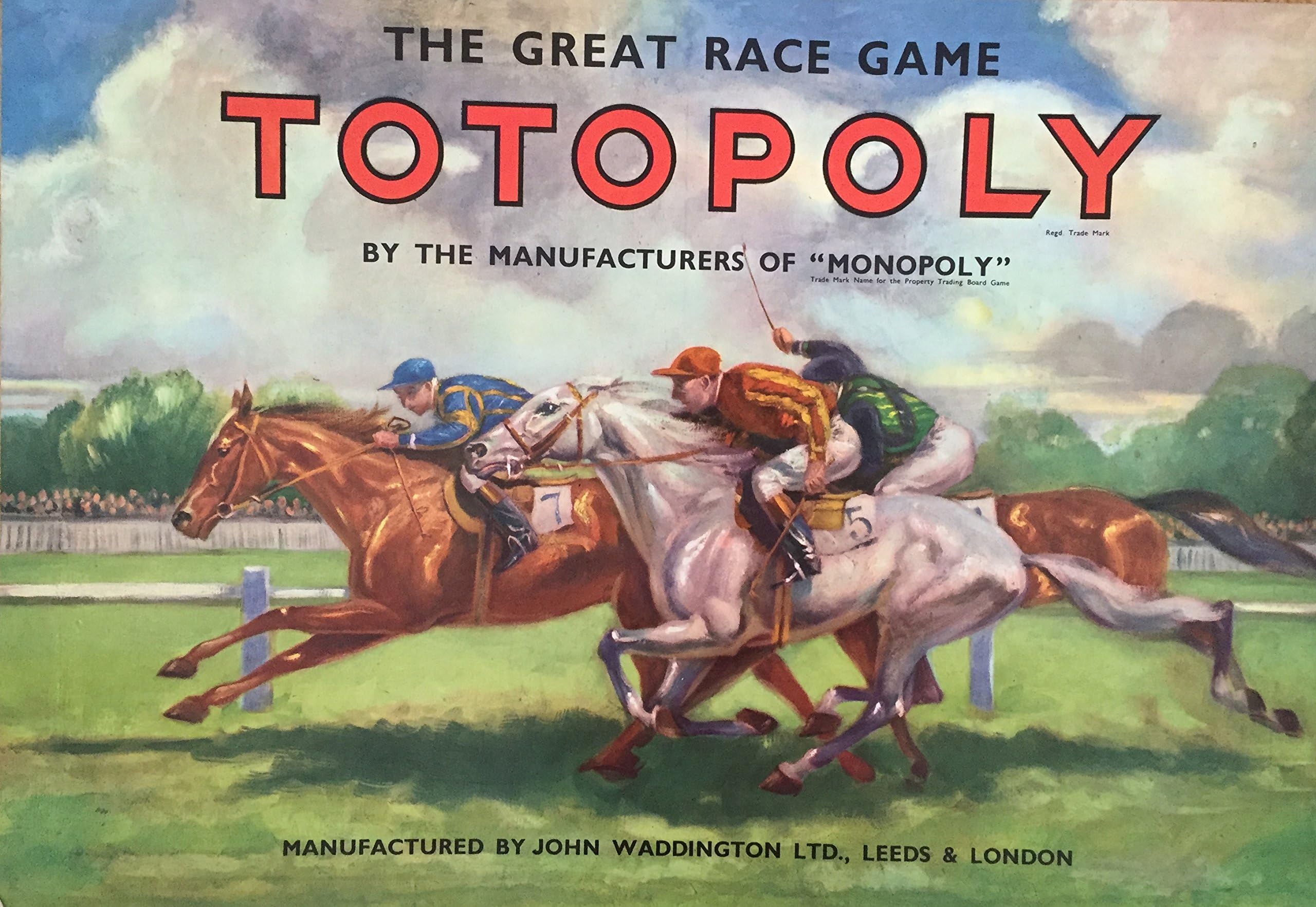 TOTOPOLY. VINTAGE 1950's BOARD GAME WITH METAL HORSES. WADDINGTONS