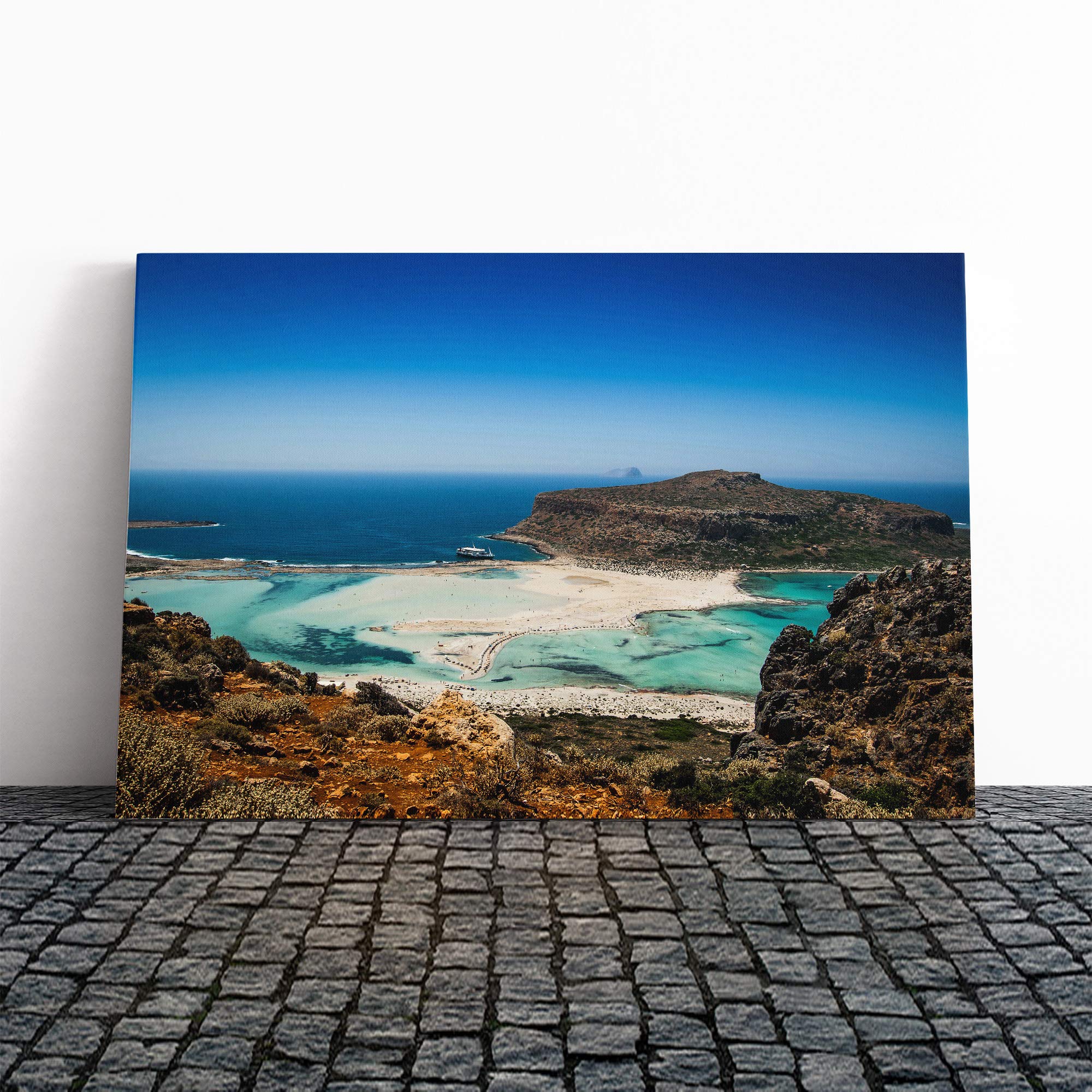 Seascape Crete Greece Canvas Print | Gallery Wrapped 30mm Frame Wall Art | 24x16 inches | Ready to Hang | Modern Seascape Picture | Living Room Bedroom Lounge Office