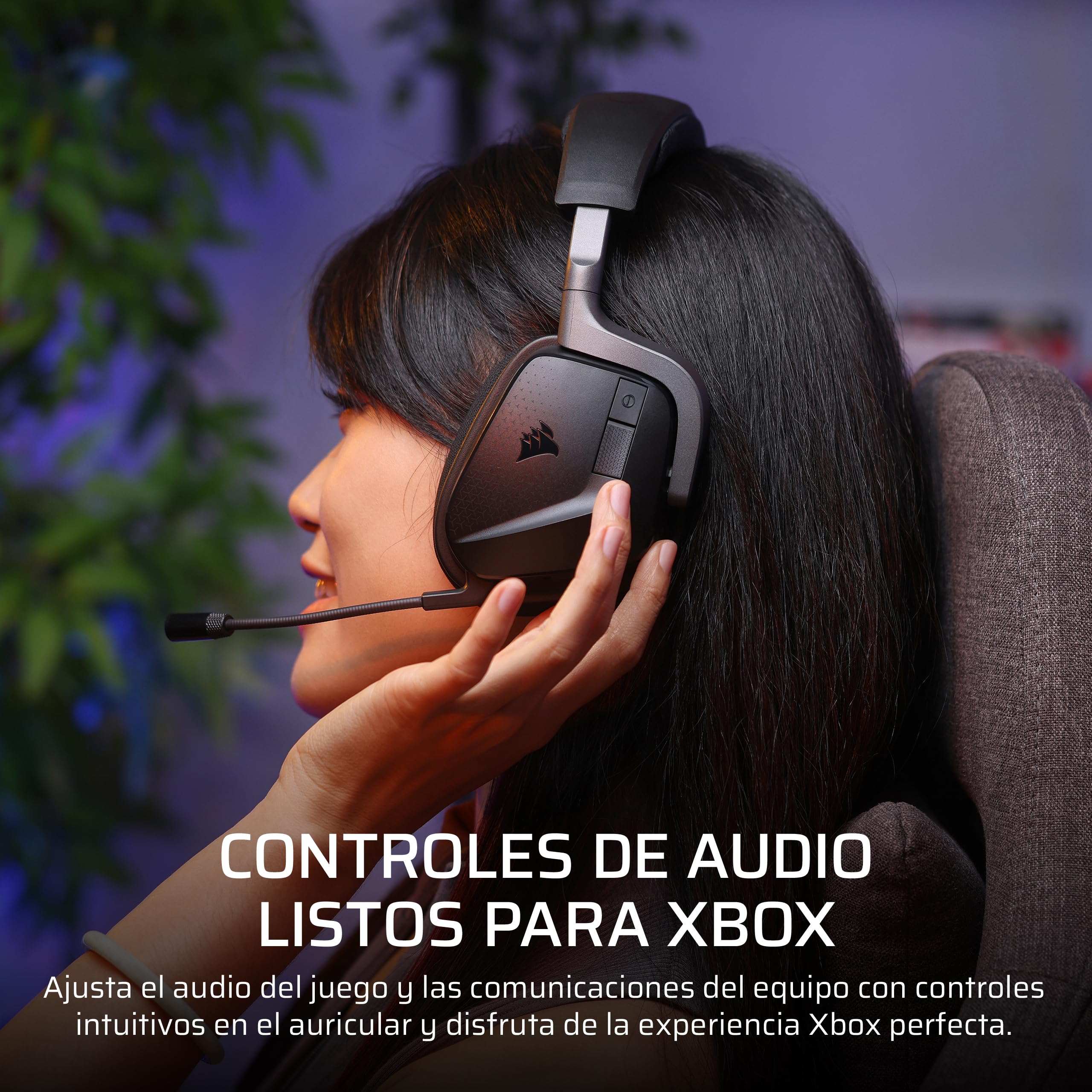 Corsair Void v2 MAX Wireless Bluetooth Auriculares Gaming para Xbox – 2,4 GHz, Dolby Atmos, hasta 70 Horas de Batería, Carga Rápida, Micrófono Nítido, Controles en el Auricular – Carbono