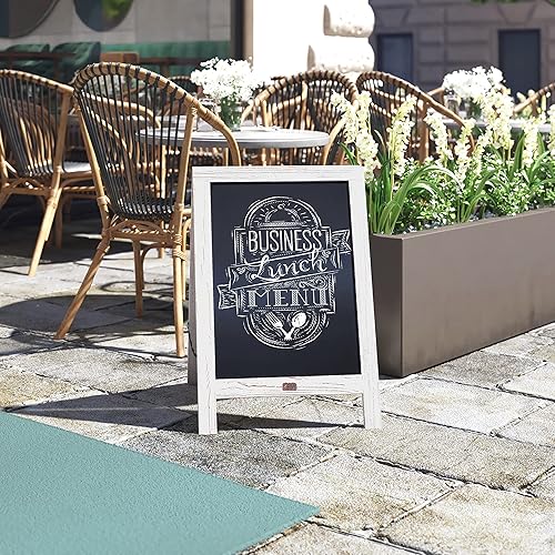 Vista 71 de Pizarra rústica vintage de madera gris con marco en A, pizarra para acera, tamaño grande, 40 x 20 pulgadas, tablero de sándwich resistente, tablero