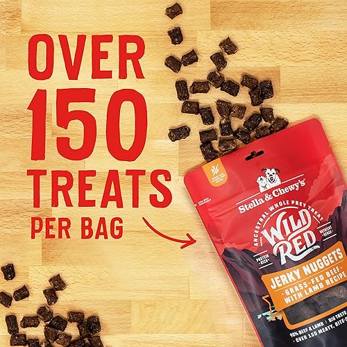 Miniatura 8 de Stella & Chewy's Wild Red Jerky Nuggets - 90% carne de res y cordero rica en proteínas + golosinas para perros de pollo y pato - Recompensas de