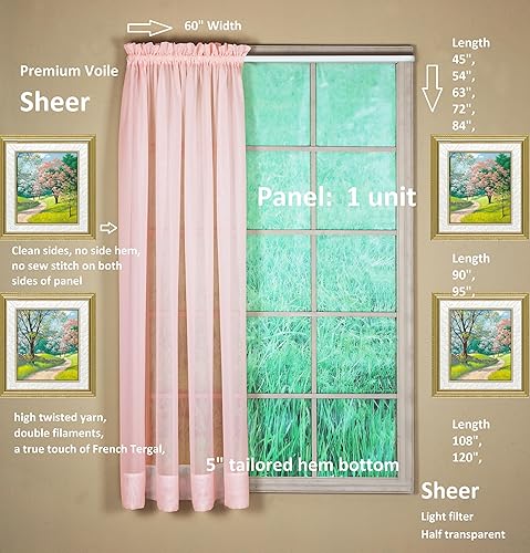 Vista 306 de Today's Curtain - Cortina Emelia de gasa original, panel de 84 pulgadas, negro, 60 pulgadas de ancho x 84 pulgadas de largo