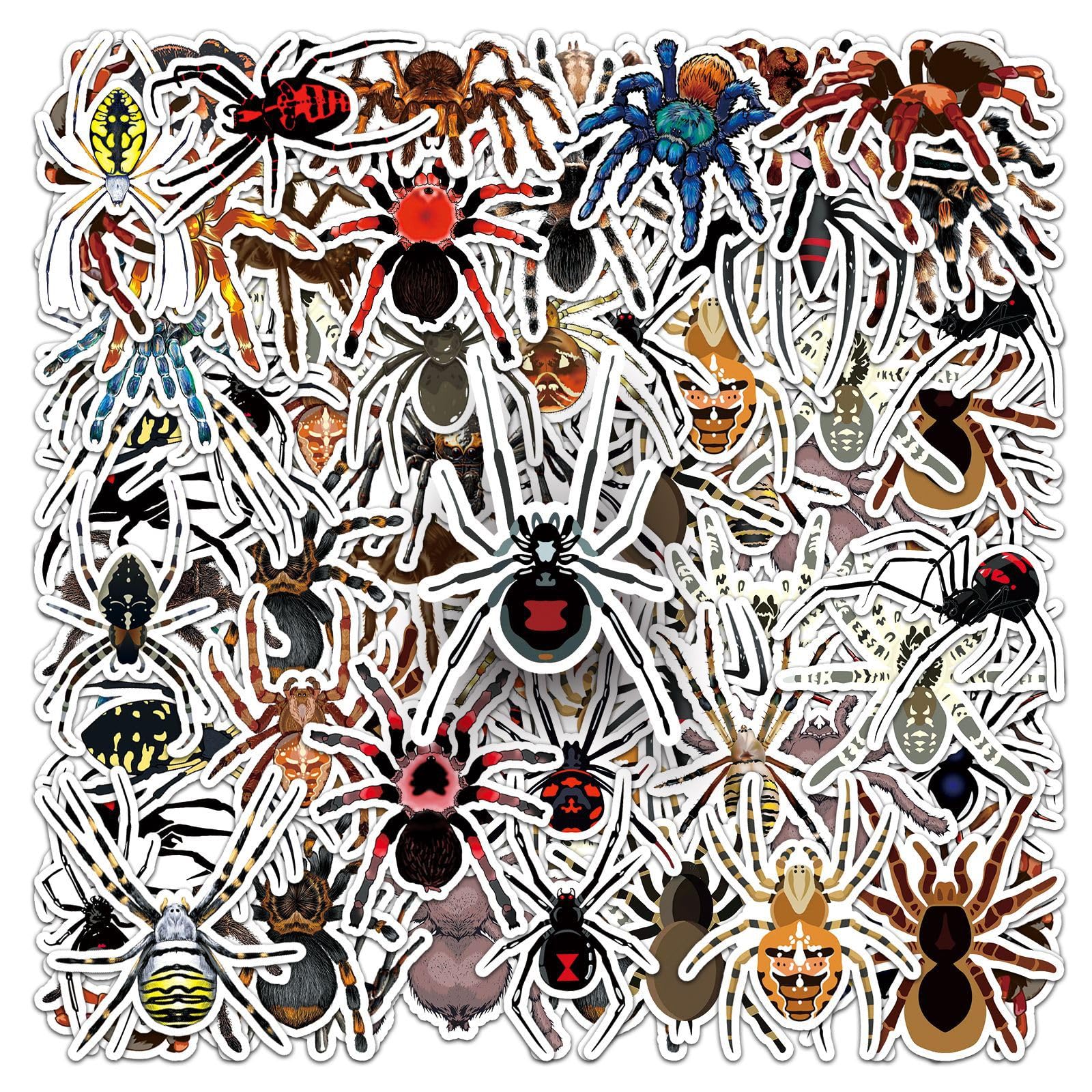 50 Pcs Spider Vinyl Stickers,Spider Animals Graffiti Stickers,Vinyl Waterproof Sticker for Kids Teens Girls,for Phone Laptop Bottles Skateboard Computer Phone Luggage Guitar Gifts Sticker
