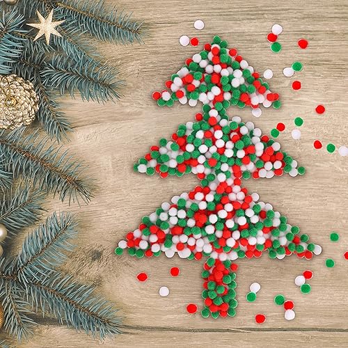 Miniatura 3 de Caydo 600 pompones de Navidad, bolas de pompones de 0.4 in para suministros de pasatiempos y decoraciones creativas de Navidad