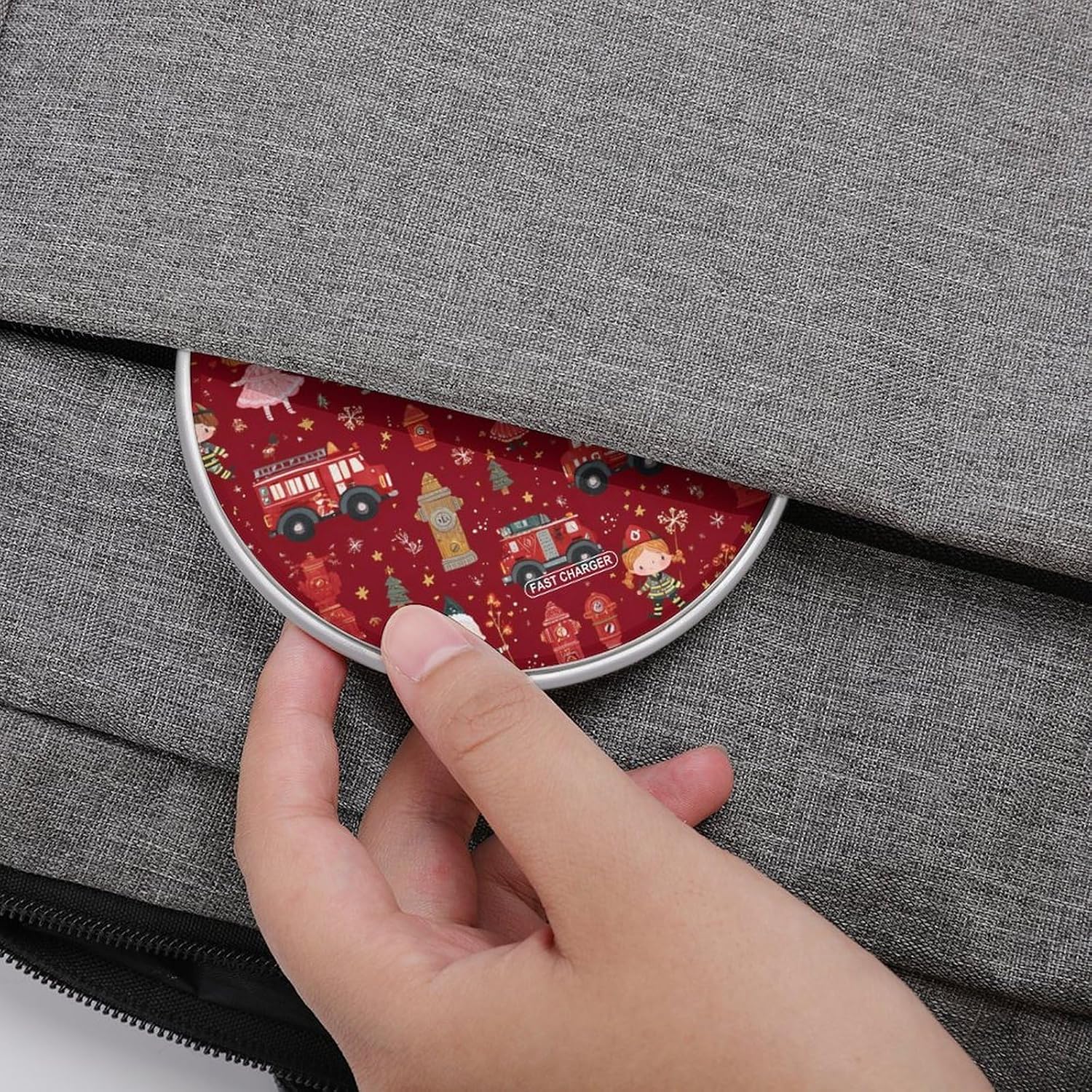 Firefighter Christmas Pattern Slim 10W Fast Charging Pad image 4