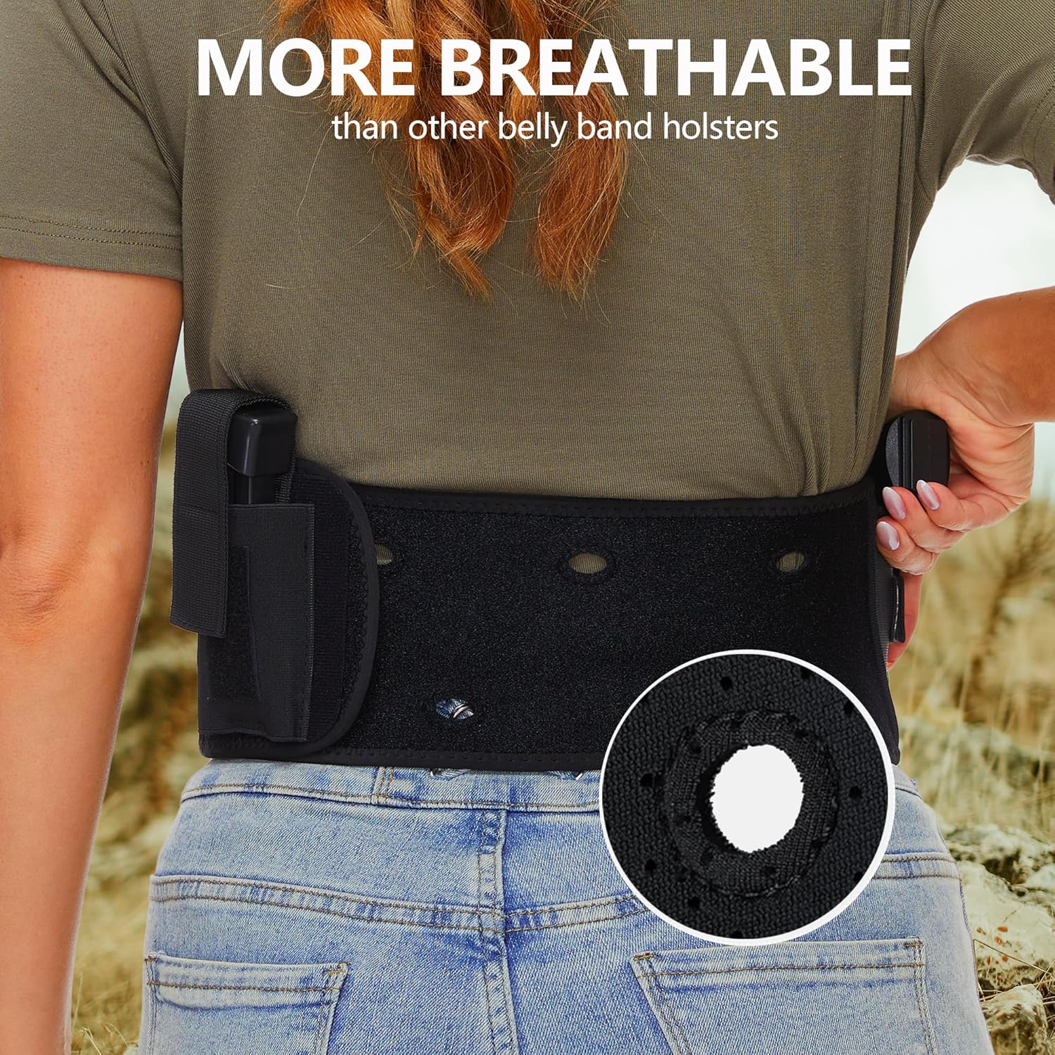 Mostcomtac Belly Band Holster for Men & Women - Breathable Neoprene Gun Holster, Multi - Pocket Tactical Belt for Outdoors, Fits Glock 19, 17, 43, 43x, Taurus G3C, G2C and Most 9mm and 380 Handguns