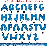 Vista 7 de TONIFUL 52 globos azules de la letra A-Z de 16 pulgadas, letras del alfabeto, letras del alfabeto de Mylar personalizadas, para decoración