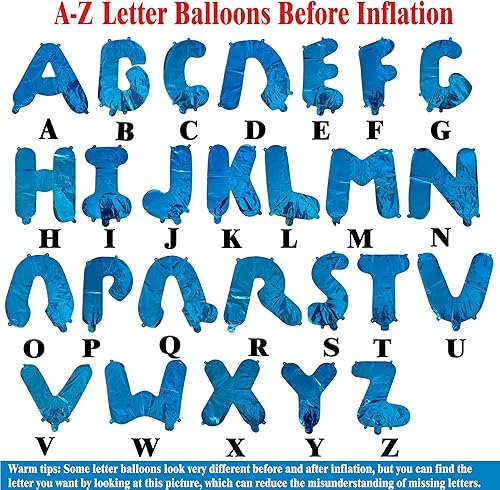 Miniatura 7 de TONIFUL 52 globos azules de la letra A-Z de 16 pulgadas con frase personalizada, letras del alfabeto de Mylar para crear tu propia bandera,