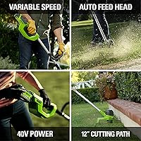 Vista 3 de Greenworks 40V 12-Inch Cordless String Trimmer, Battery and Charger Not Included, BST4000