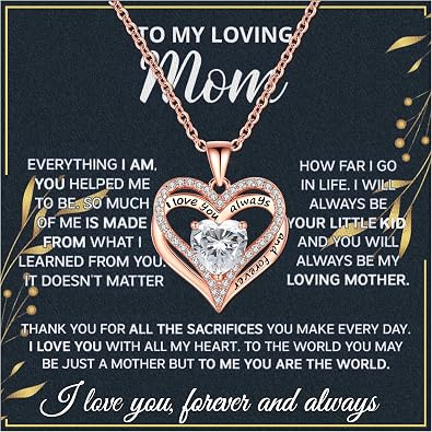 Mothers Day Gifts For Mom From Son Daughter Mom Necklace For Women 925 Sterling Silver New Mom Gifts Birthday Gifts With Heartfelt Message & Lighted Box