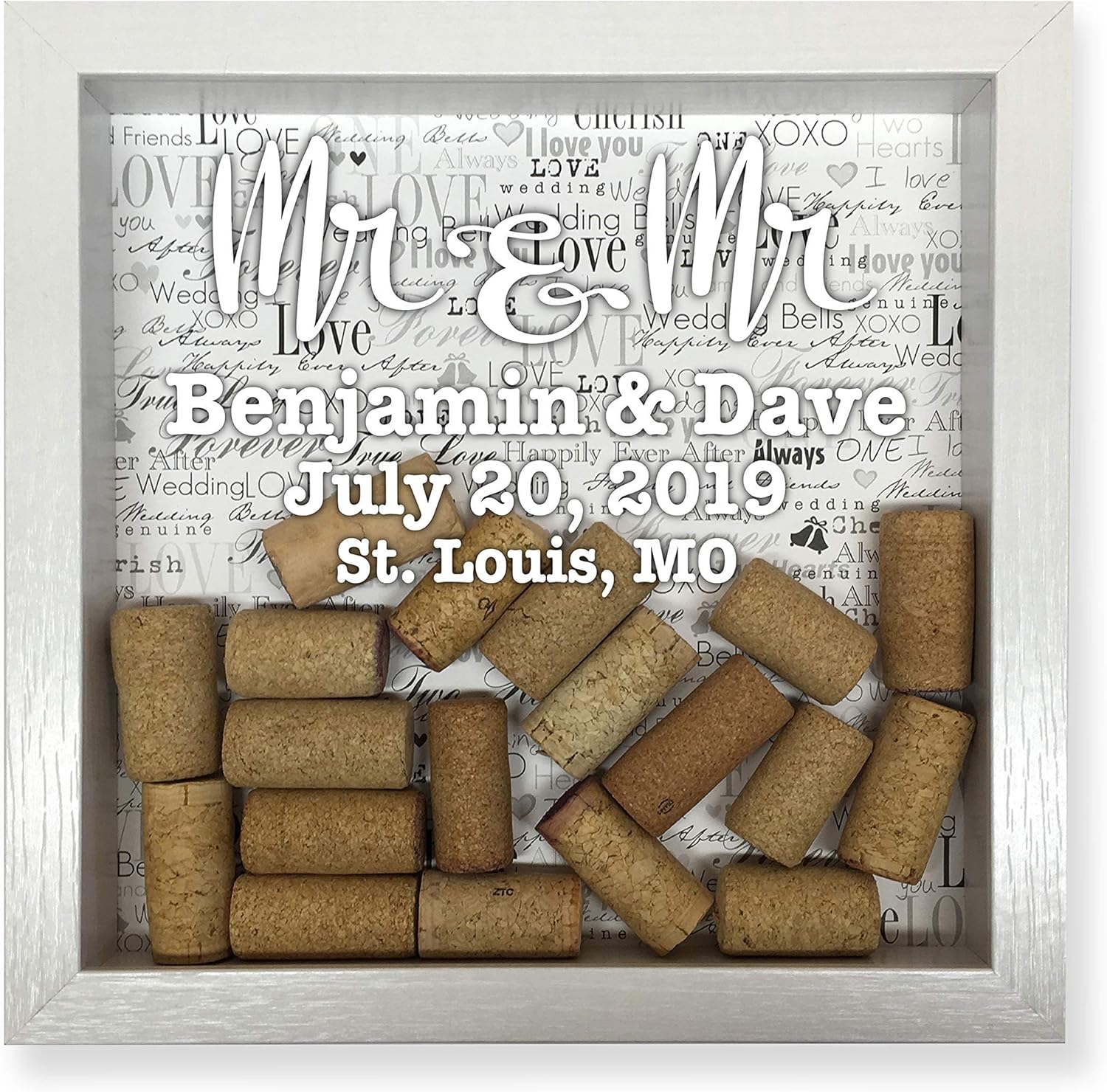 Personalized Wedding Wine Cork Keeper Shadow Box, Wedding Present, Wine Cork Holder