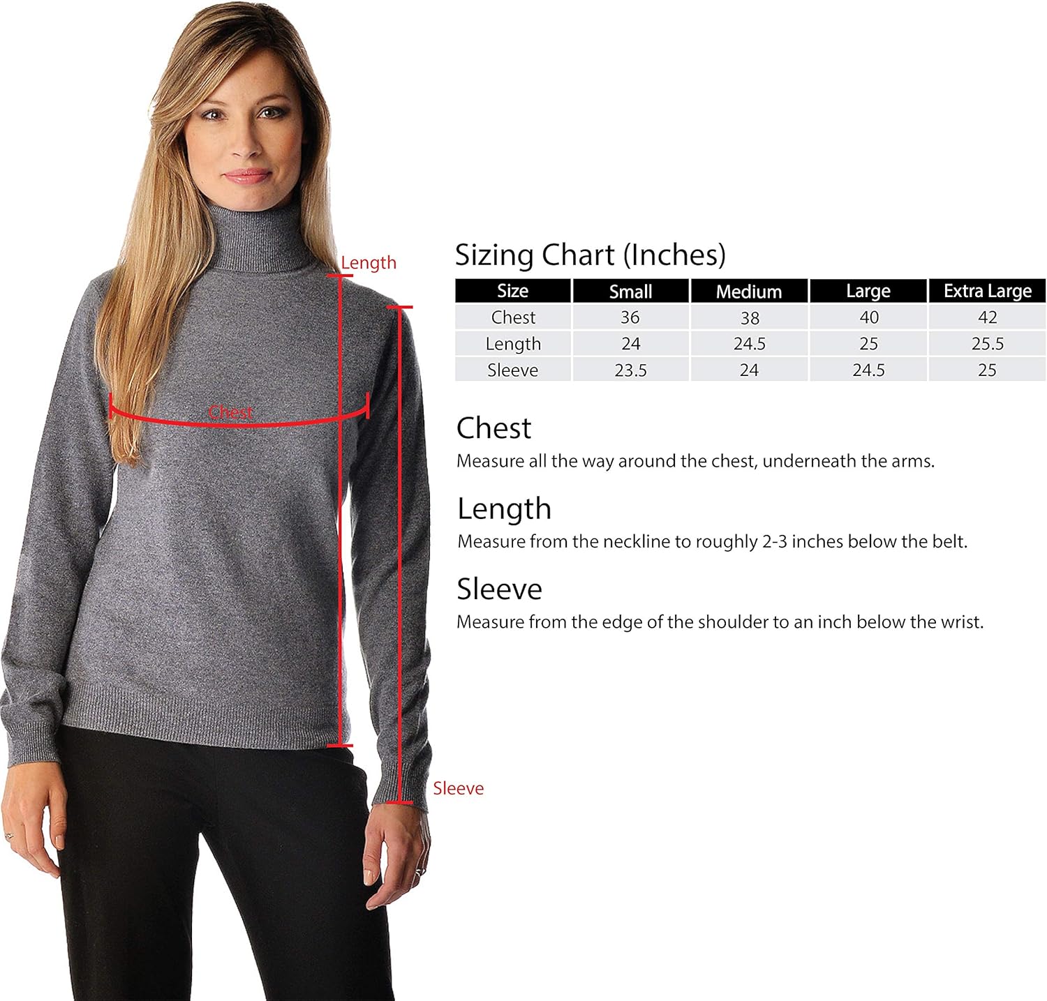 Cashmere Boutique 100% Pure Cashmere Turtleneck Sweater Women - Pullover, Slim Fit, Soft and Warm Long Sleeve Sweater - Image 4
