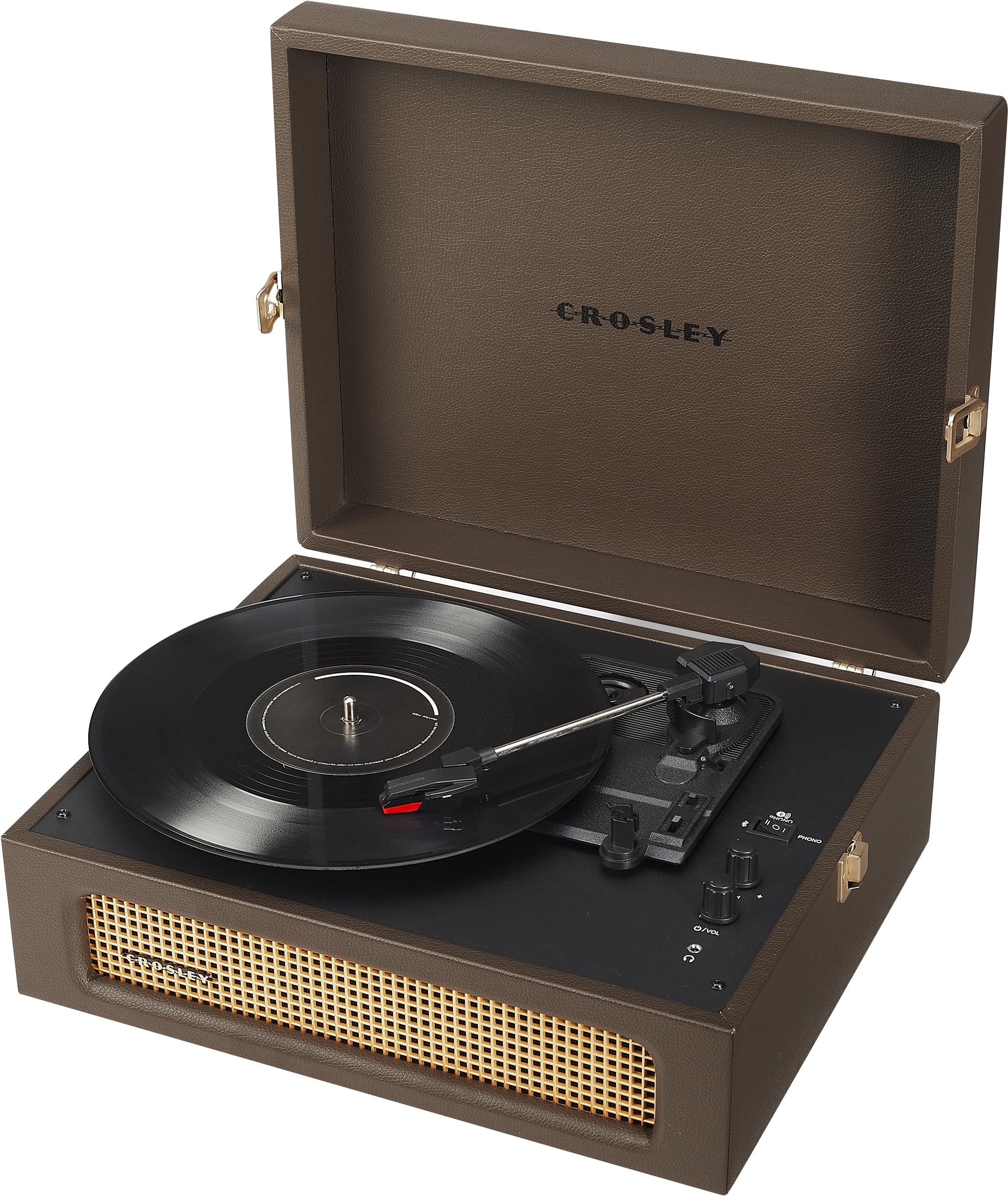 Crosley CR8017B-CO Voyager Tourne-Disque Portable Vintage en Vinyle avec Bluetooth in/Out et Haut-parleurs intégrés, Cacao