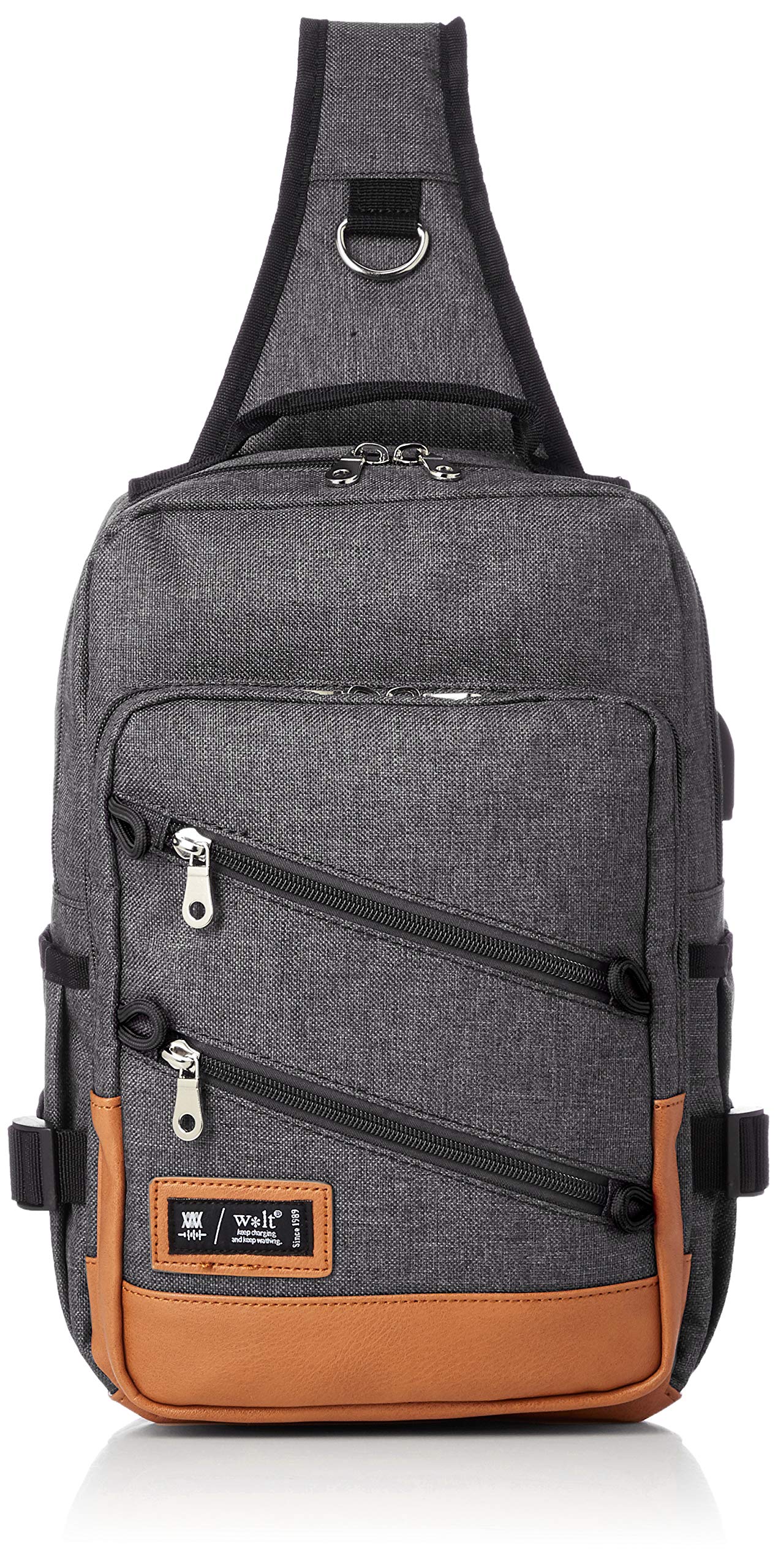 Amazon | w*lt(ウォルト) LUGER USBポート付きミドル ボディバッグ 5.9