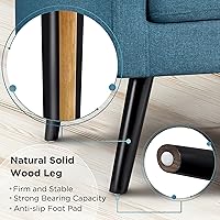 Vista 8 de Yaheetech Sillas de acento de mediados del siglo, silla moderna tapizada para sala de estar, sillón acogedor con respaldo abotonado y patas