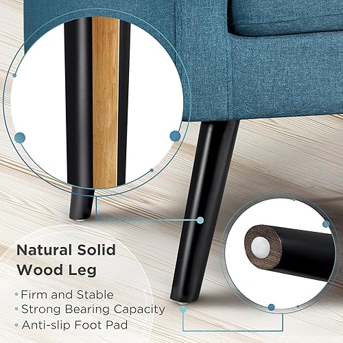 Miniatura 8 de Yaheetech Mid-Century - Juego de 2 sillas decorativas tapizadas modernas para sala de estar, sillón acogedor con respaldo copetudo con botones y