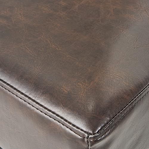 Miniatura 4 de Christopher Knight Home Portman - Taburetes de bar de cuero sin espalda, juego de 2 piezas, color marrón