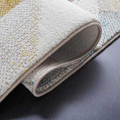 Miniatura 40 de SAFAVIEH Porcello Collection - Alfombra de área de 8 x 10 pies, gris claro y naranja, diseño abstracto moderno, no desprende pelusa y de fácil Gris