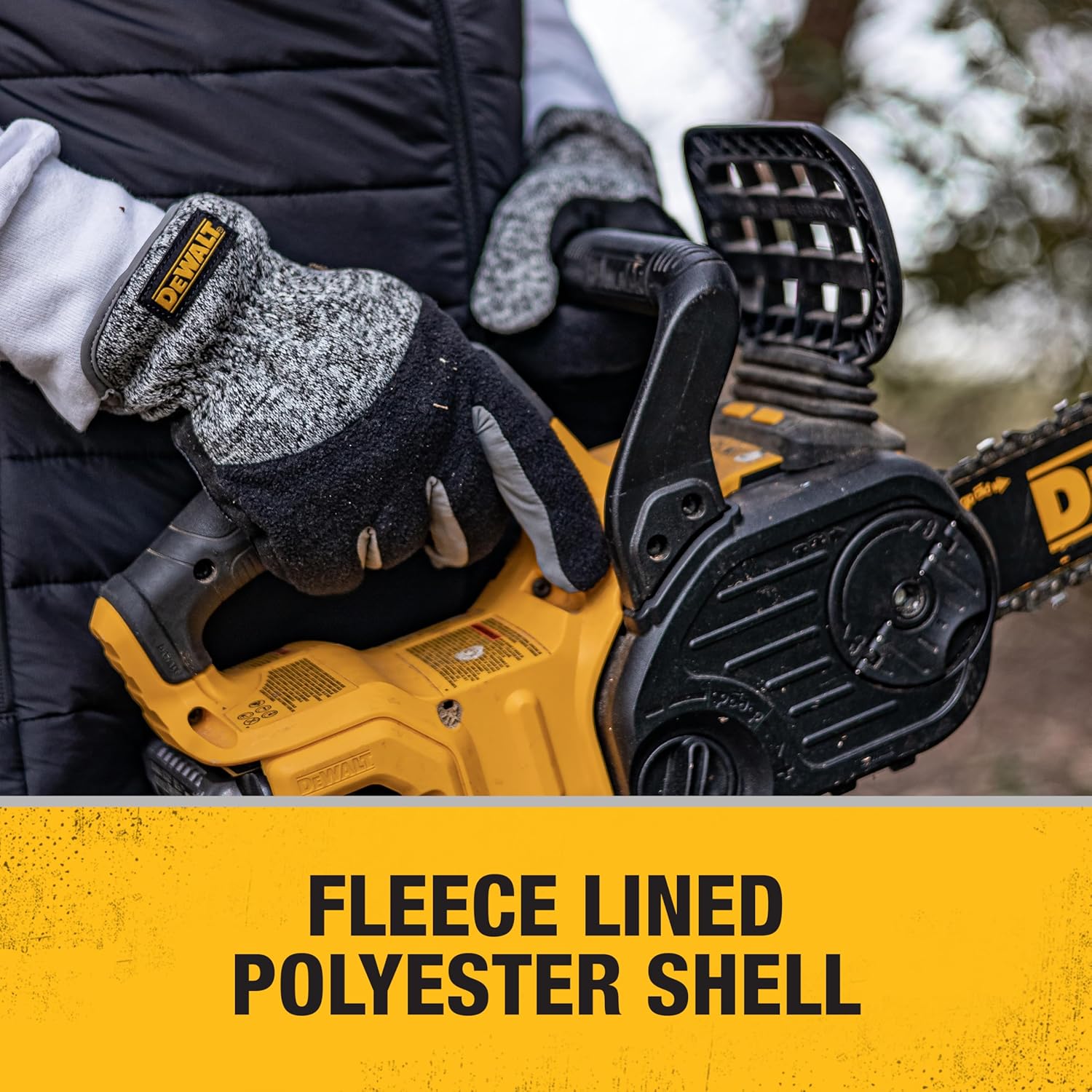 DEWALT DPG751 Unisex Padded Palm Fleece Slip-On Cold Weather Glove with Touchscreen - Black/Gray - Size Medium