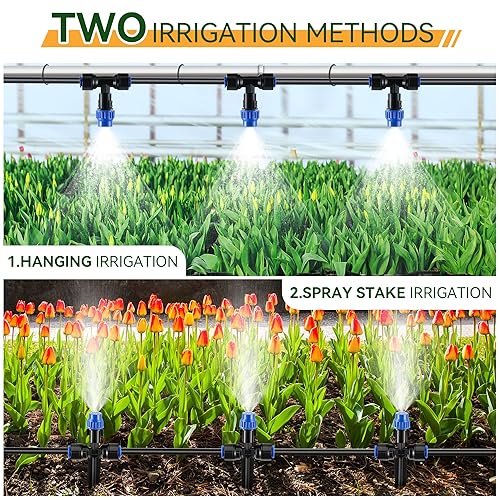 Miniatura 2 de Meonum Sistema de riego de jardín de 65 pies, kit de riego por goteo de conector rápido, kit de sistema de nebulización de plantas colgantes para