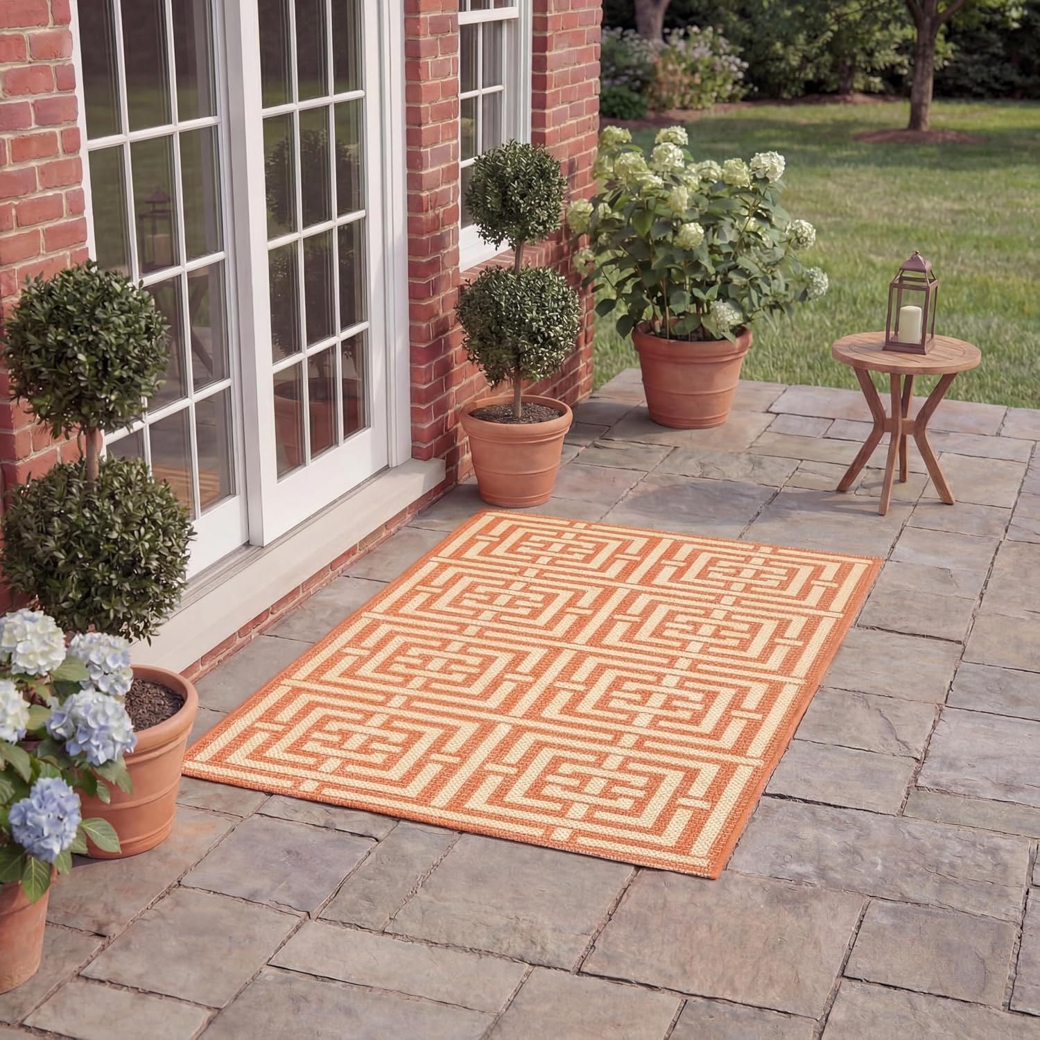 SAFAVIEH Courtyard Collection 2' x 3'7" Terracotta / Cream CY6937 Indoor/ Outdoor Waterproof Easy Cleaning Patio Backyard Mudroom Accent Rug